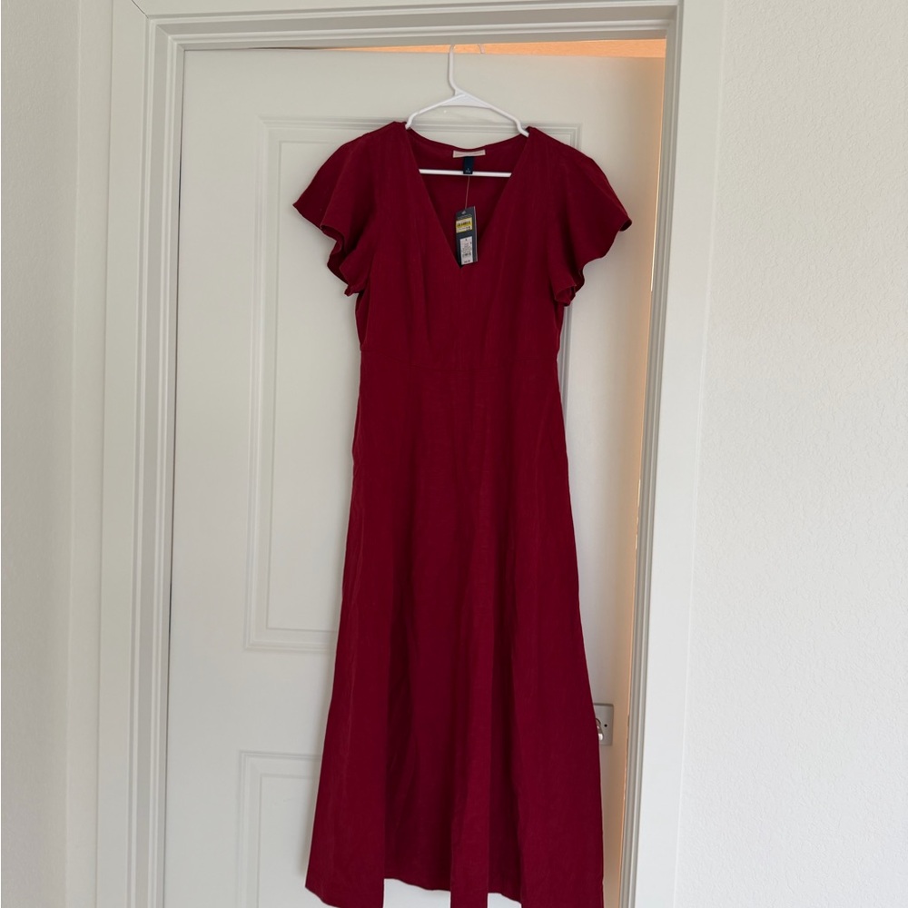 Universal Thread Red Maxi Dress with Flutter Sleeves